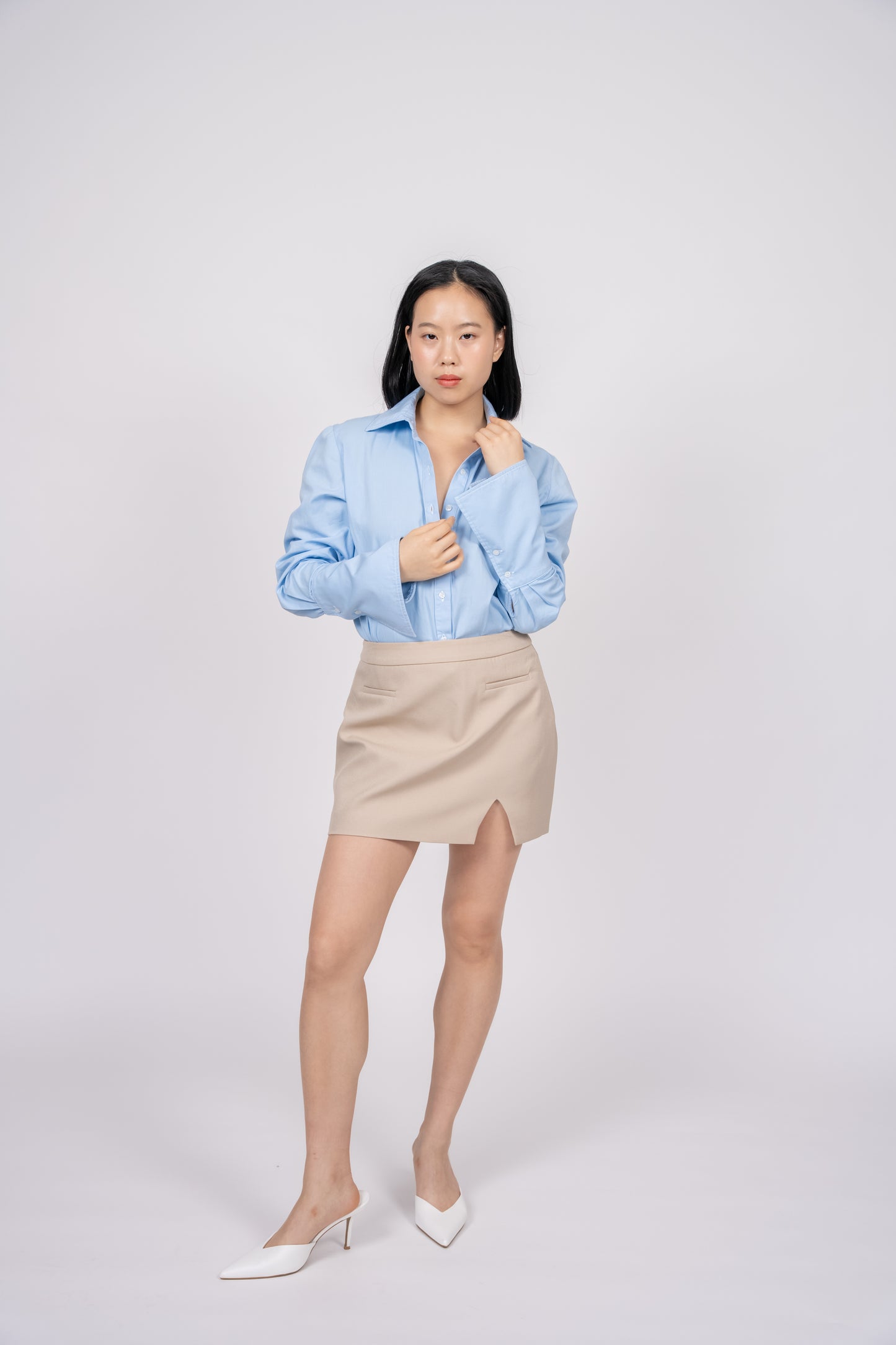 Mathilde Blue Shirt Bodysuit