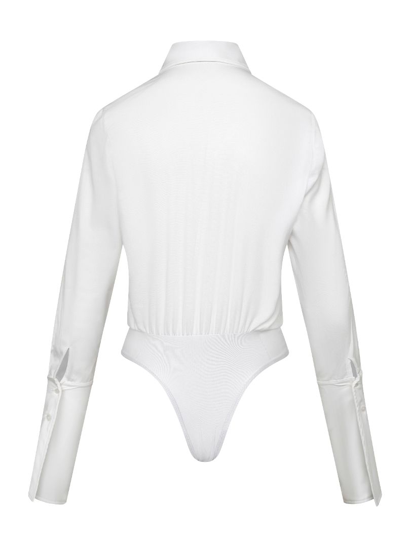 White Shirt Bodysuit, Brazillian Cut, Australian Made, Behind