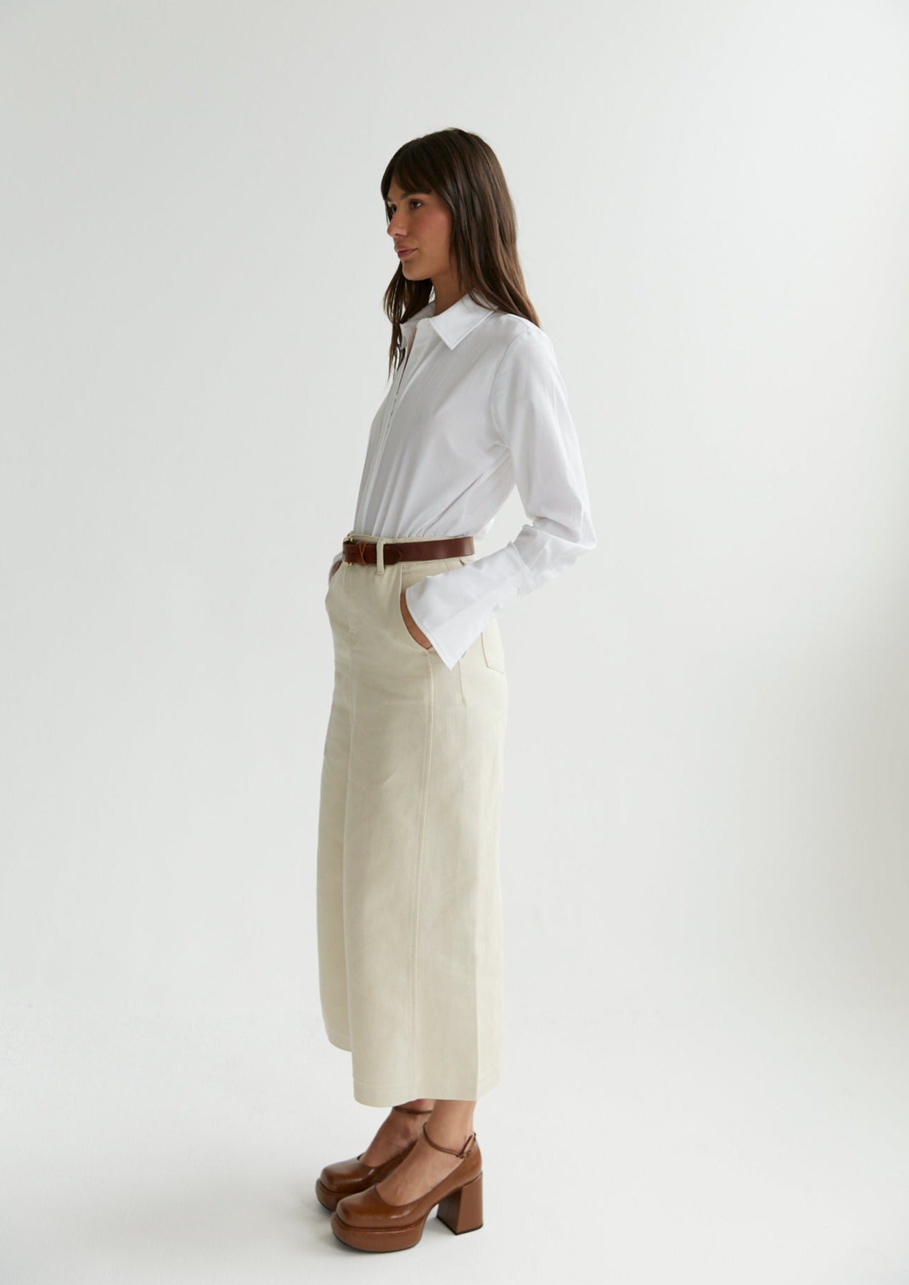 White Shirt Bodysuit, Made in Melbourne Australia - Side Angle Cuff